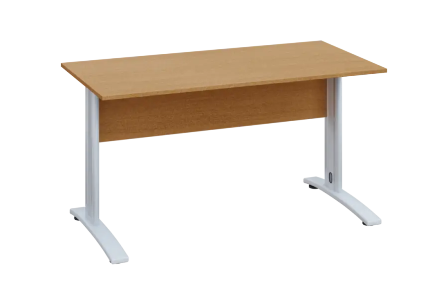 EPK 27 - 14 stůl kancelářský, kovová podnož bílá, deska 25 mm, široký 1400 mm, buk Royal